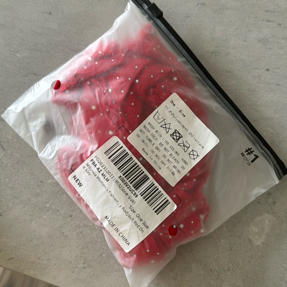 Red Rhinestone Fishnet Bodysuit - Picture 3 of 3